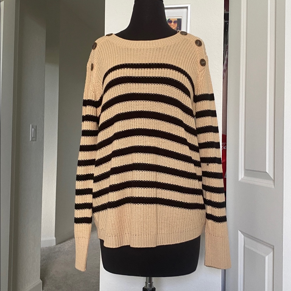 Striped Beige and Black Sweater NWOT